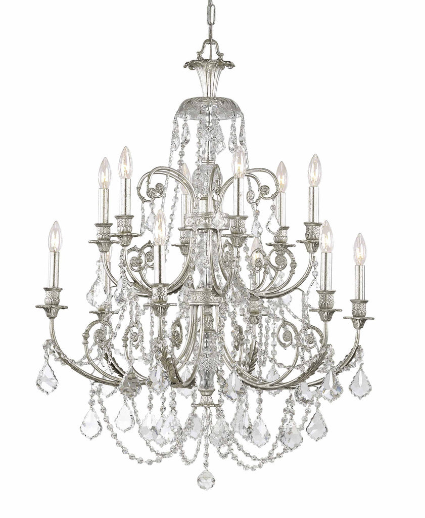 12 Light Olde Silver Crystal Chandelier Draped In Clear Spectra Crystal - C193-5119-OS-CL-SAQ