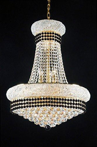 French Empire Crystal Chandelier Chandeliers Lighting Trimmed With Jet Black Crystal Good For Dining Room Foyer Entryway Family Room And More H32" X W24" - A93-B79/542/15
