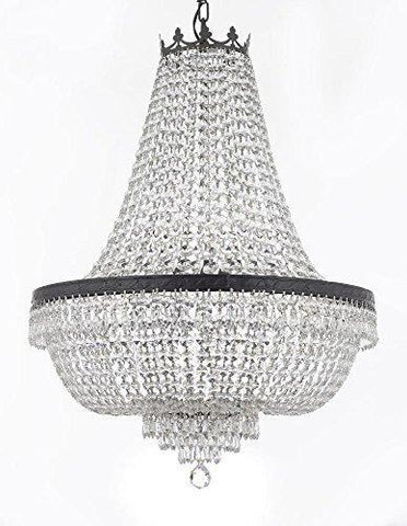 French Empire Crystal Chandelier Chandeliers Lighting H36" X W30" With Dark Antique Finish! Good for Dining Room, Foyer, Entryway, Family Room and More! - F93-CB/870/14