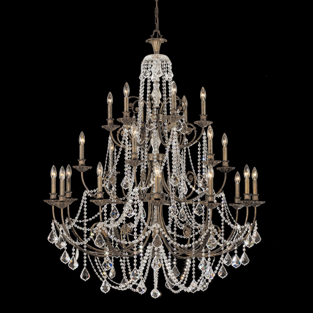 24 Light English Bronze Crystal Chandelier Draped In Clear Hand Cut Crystal - C193-5120-EB-CL-MWP