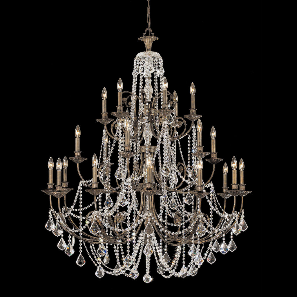 24 Light English Bronze Crystal Chandelier Draped In Clear Spectra Crystal - C193-5120-EB-CL-SAQ