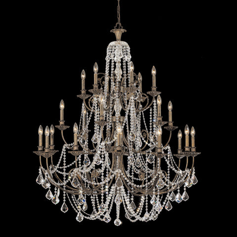 24 Light English Bronze Crystal Chandelier Draped In Clear Swarovski Strass Crystal - C193-5120-EB-CL-S