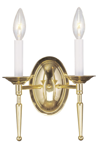 Livex Williamsburgh 2 Light Polished Brass Wall Sconce - C185-5122-02