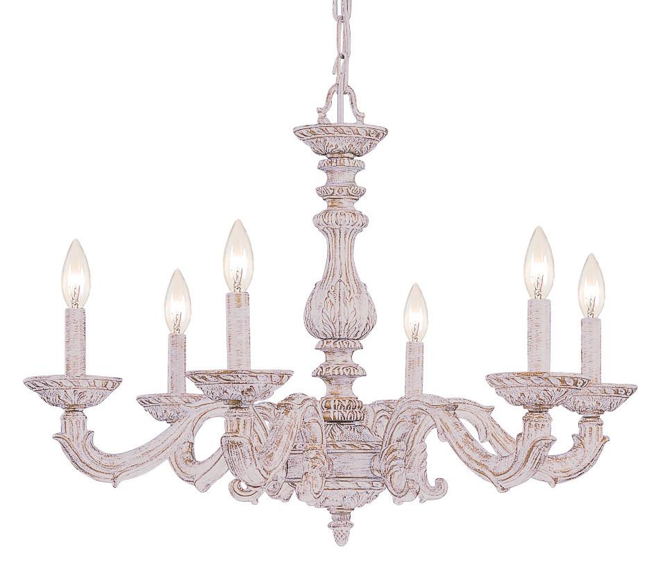 6 Light Antique White Youth Chandelier - C193-5126-AW