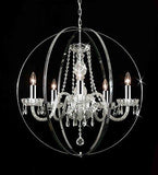 Spherical Orb Crystal Chandelier Chandeliers Lighting with Chrome Sleeves! H 27.5" W 27.5" - G46-B43/B70/384/5