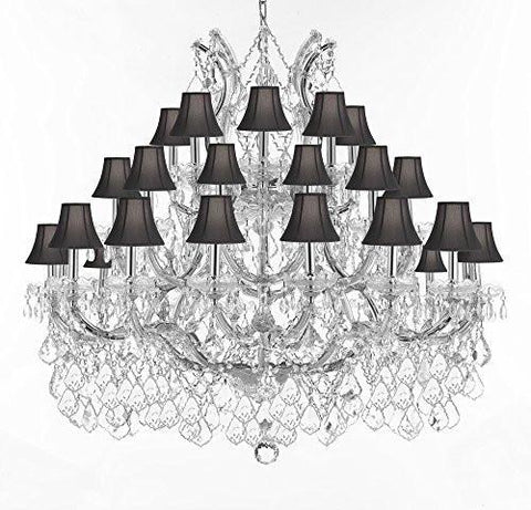 Maria Theresa Crystal Chandelier Lighting With Black Shades H 39" W 44" - Perfect For An Entryway Or Foyer - Cjd-B62/Cs/Sc/Blackshades/2181/44