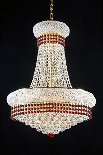 French Empire Crystal Chandelier Chandeliers Lighting Trimmed With Ruby Red Crystal Good For Dining Room Foyer Entryway Family Room And More H32" X W24" - A93-B74/542/15