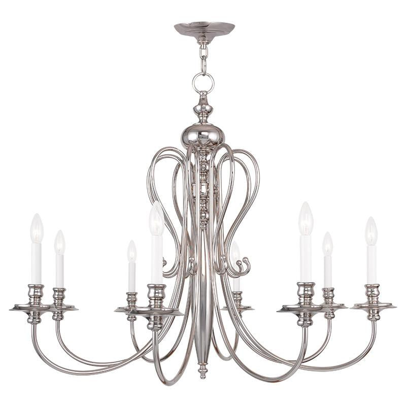 Livex Caldwell 8 Light Polished Nickel Chandelier - C185-5168-35