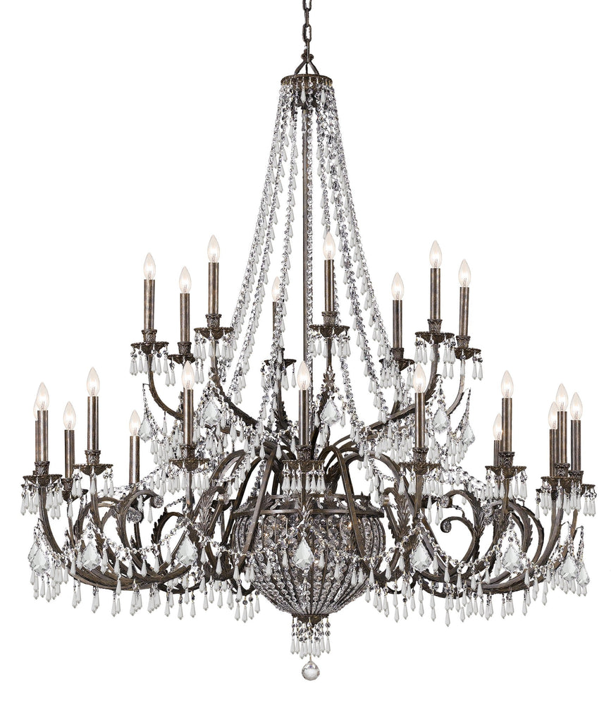 20 Light English Bronze Colonial Chandelier Draped In Clear Hand Cut Crystal - C193-5170-EB-CL-MWP