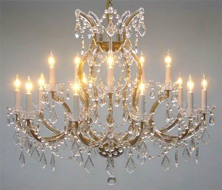 Swarovski Crystal Trimmed Maria Theresa Chandelier Crystal Lighting Chandeliers Lights Fixture Pendant Ceiling Lamp For Dining Room Entryway Living Room H28" X W37" - A83-1514/15+1Sw
