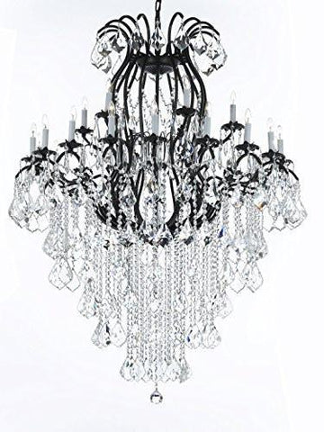 Wrought Iron Chandelier Crystal Chandeliers Lighting Empress Crystal (Tm) H60" W46" Perfect For An Entryway Or Foyer - A83-B12/3034/18+6