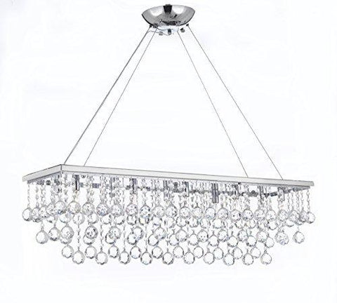 10 Light 40" Contemporary Crystal Chandelier Rectangular Chandeliers Lighting With Crystal Balls! - G902-B6/1120/10
