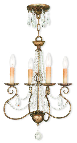 Livex Isabella 4 Light European Bronze Mini Chandelier - C185-51904-36