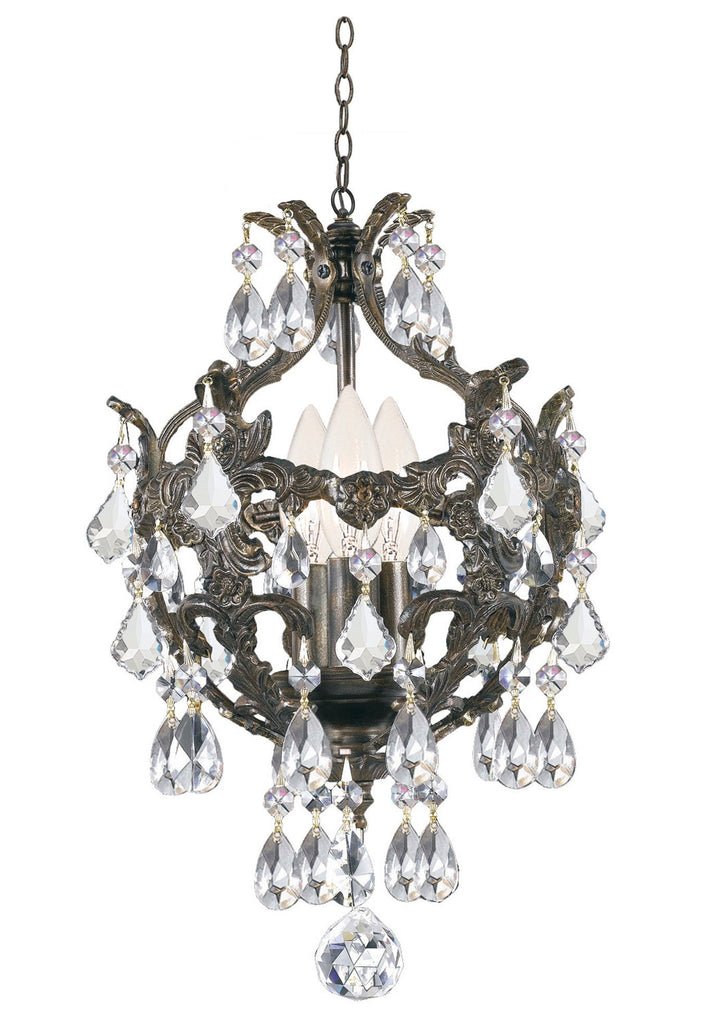 3 Light English Bronze Crystal Mini Chandelier Draped In Clear Spectra Crystal - C193-5193-EB-CL-SAQ