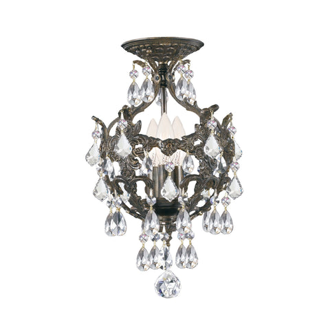 3 Light English Bronze Crystal Mini Chandelier Draped In Clear Spectra Crystal - C193-5193-EB-CL-SAQ_CEILING