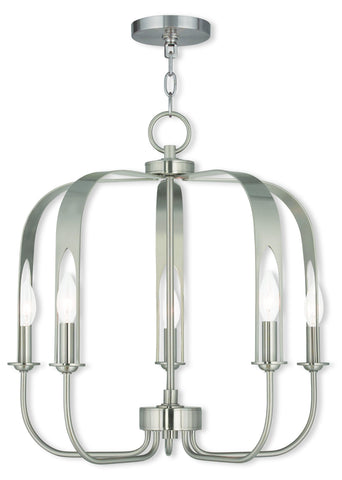 Livex Addison 5 Light Brushed Nickel Chandelier - C185-51935-91