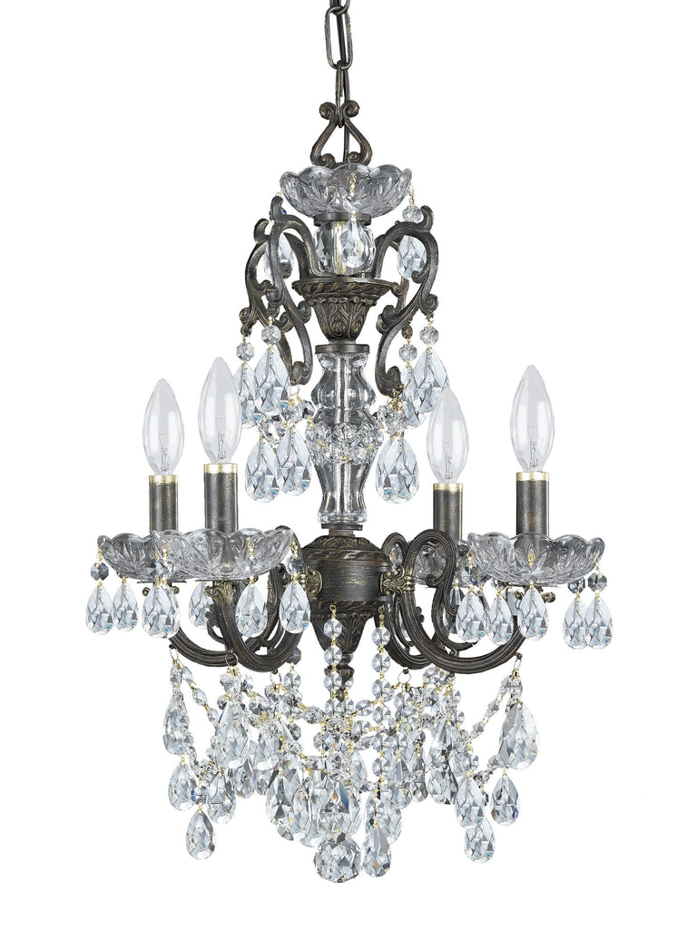 4 Light English Bronze Crystal Mini Chandelier Draped In Clear Spectra Crystal - C193-5194-EB-CL-SAQ