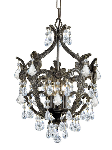 5 Light English Bronze Crystal Mini Chandelier Draped In Clear Spectra Crystal - C193-5195-EB-CL-SAQ