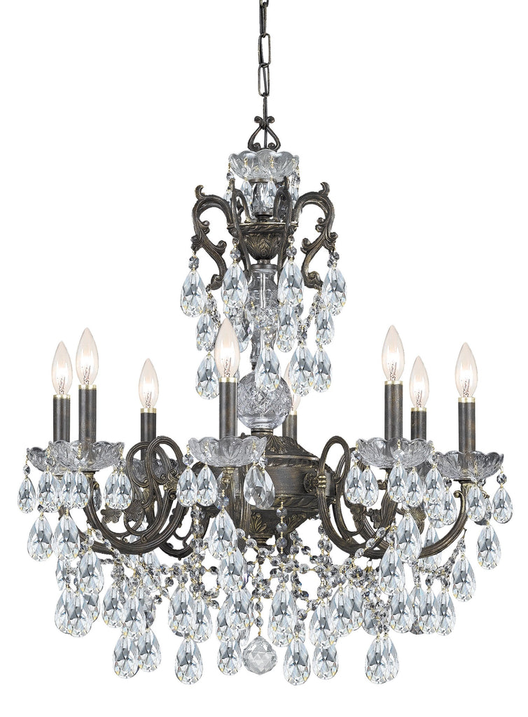 8 Light English Bronze Crystal Chandelier Draped In Clear Hand Cut Crystal - C193-5198-EB-CL-MWP