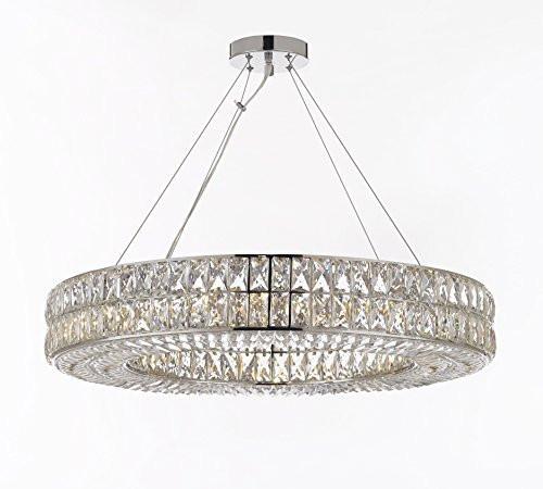 Crystal Nimbus Ring Chandelier Modern / Contemporary Lighting Pendant 32" Wide - Good For Dining Room Foyer Entryway Family Room - Gb104-3063/12
