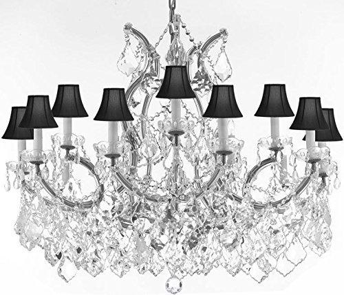 Maria Theresa Chandelier Crystal Lighting Chandeliers Lights Fixture Pendant Ceiling Lamp For Dining Room Entryway Living Room With Large Luxe Diamond Cut Crystals H28" X W37" - A83-Cs/B89/21510/15+1-Blackshadesdc