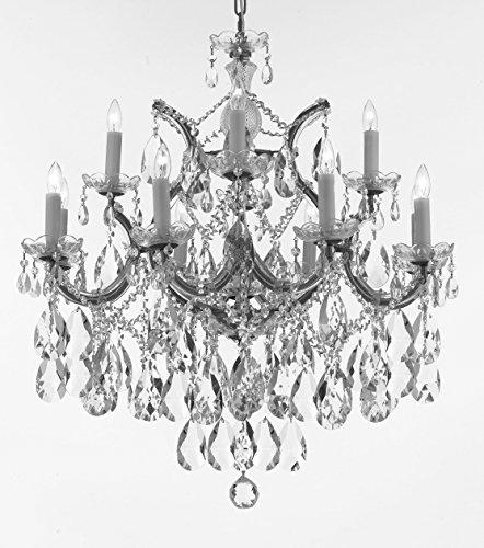 Swarovski Crystal Trimmed Maria Theresa Chandelier Lights Fixture Pendant Ceiling Lamp Dressed With Large Luxe Crystals H30" X W28" - Good For Dining Room Foyer Entryway Family Room And More - F83-B90/Cs/21532/12+1Sw