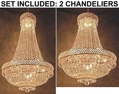 Set of 2-1 French Empire Crystal Chandelier Chandeliers Lighting H46" X W23" and 1 French Empire Crystal Chandelier Chandeliers Lighting H26" X W23" - 1EA C7/CG/448/9 + 1EA 448/9
