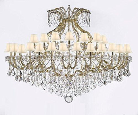 Maria Theresa Crystal Chandelier With Shade H 48" W 72" Trimmed With Spectratm Crystal - Reliable Crystal Quality By Swarovski - Cjd-Sc/Whiteshade/B62/Cg/2181/72/Sw