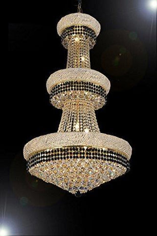 French Empire Crystal Chandelier Chandeliers Lighting Trimmed With Jet Black Crystal Good For Dining Room Foyer Entryway Family Room And More H50" X W30" - G93-B79/Cg/541/24