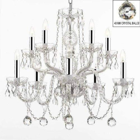 ALL CRYSTAL CHANDELIER LIGHTING CHANDELIERS WITH 40MM CRYSTAL BALLS! WITH CHROME SLEEVES! - A46-B43/B6/CS/1122/5+5