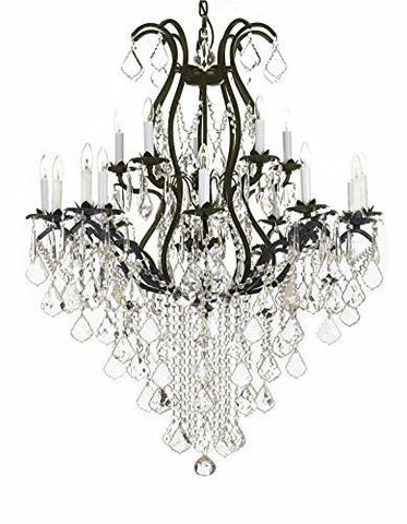 Wrought Iron Chandelier Crystal Chandeliers Lighting H50" X W36" Great For Dining Room Entryway / Foyer Or Living Room - A83-B12/3034/10+5