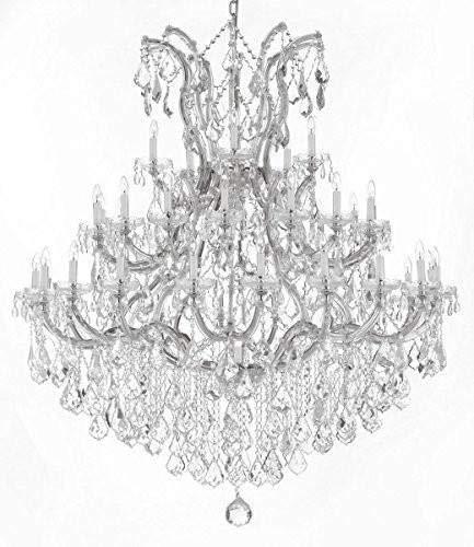 Large Foyer/Entryway Maria Theresa Empress Crystal (tm) Chandelier Chandeliers Lighting! H 60" W 52" Dressed with Diamond Cut Crystal! - GB104-SILVER/B12/2756/36+1-DC