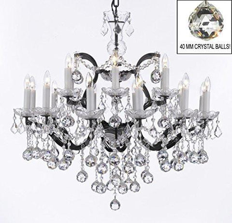 Nineteenth C. Baroque Iron & Empress Crystal(Tm) Chandelier Lighting H 28" X W 30" - G83-B6/995/18