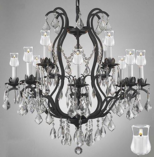 Wrought Iron Crystal Chandelier Lighting Chandeliers With Candle Votives H30" X W28" - Go-A83-B31/3034/8+4