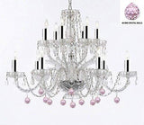 Murano Venetian Style All Empress Crystal (Tm) Chandelier with Pink Crystal Balls w/Chrome Sleeves! - A46-B43/B76/385/6+6