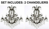 Set of 2 - Wrought Iron Chandelier Crystal Chandeliers Lighting H36" X W36" - 2EA 3034/10+5