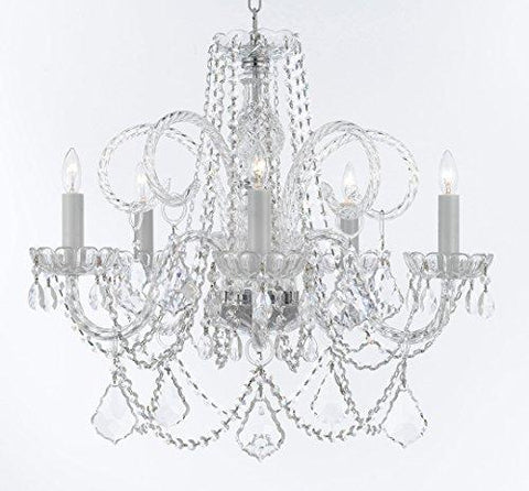 Swarovski Crystal Trimmed Murano Venetian Style Chandelier Crystal Lights Fixture Pendant Ceiling Lamp for Dining Room, Bedroom, Entryway , Living Room - With Large, Luxe Crystals! H25" X W24" - A46-CS/B94/B89/385/5SW