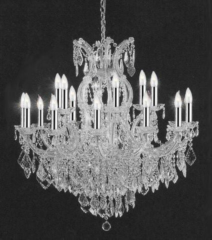 Empress Crystal (Tm) Chandelier Lighting Crystal Chandeliers With Chrome Sleeves Ht 38"Xwd37 16 Lights - A83-B43/Silver/1/2151015+1