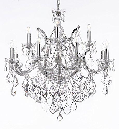 Maria Theresa Chandelier Lighting Crystal Chandeliers H30 "X W28" Trimmed With Spectra (Tm) Crystal - Reliable Crystal Quality By Swarovski Chrome Finish - J10-B7/Chrome/26049/12+1Sw