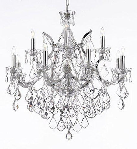 Maria Theresa Chandelier Lighting Crystal Chandeliers H30 "X W28" Trimmed With Spectra (Tm) Crystal - Reliable Crystal Quality By Swarovski Chrome Finish - J10-B7/Chrome/26049/12+1Sw