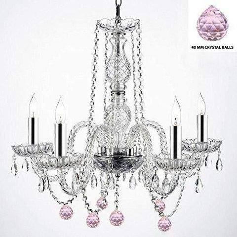 Authentic Empress Crystal(TM) Chandelier Lighting Chandeliers with Crystal Balls W/Chrome Sleeves! H25" X W24" - G46-B43/B76/384/5