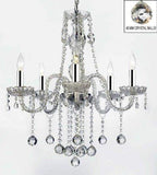 Swarovski Crystal Trimmed Chandelier! Authentic All Crystal Chandeliers Lighting Chandeliers with Crystal Balls w/Chrome Sleeves! H27" X W24" - G46-B43/B6/384/5 SW