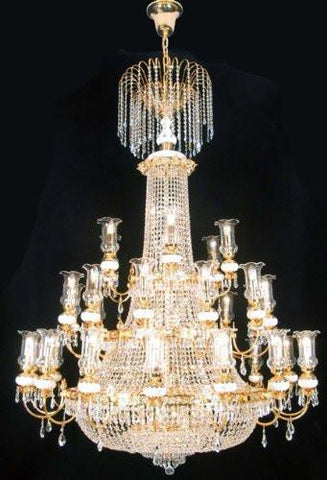 French Empire Crystal Chandelier Lighting Gold W56" X H76" - A81-519/56