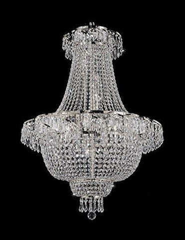 French Empire Crystal Chandelier Chandeliers Lighting Silver H30 X Wd24 9 Lights Empire - J10-CS/928/9