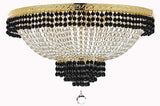 Set of 2-1 French Empire Crystal Chandelier Lighting Trimmed w/Jet Black Crystal! H30" X W24" and 1 Flush French Empire Crystal Chandelier Trimmed with Jet Black Crystal! H18" X W24" - B79/CG/870/9 + B79/CG/FLUSH/870/9