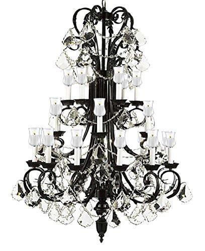 Crystal Chandelier W/ Candle Votives H50" X W30" - For Indoor / Outdoor Use Great For Outdoor Events Hang From Trees / Gazebo / Pergola / Porch / Patio / Tent - A84-B13/B31/724/24