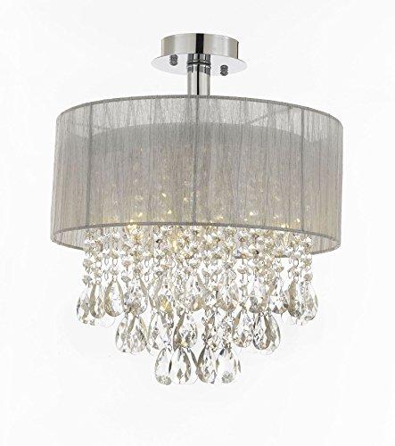 Silver and Crystal 15"W Ceiling Light Chandelier Pendant Flush Mount - J10-01004