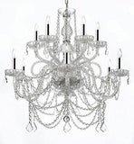 MURANO VENETIAN STYLE ALL-CRYSTAL CHANDELIER W/CHROME SLEEVES! - A46-B43/SILVER/4/385/6+6