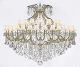 Maria Theresa Crystal Chandelier With Shade H 60&quot; W 72&quot; Trimmed With Spectratm Crystal - Reliable Crystal Quality By Swarovski - Cjd-Sc/Whiteshadecg/2181/72Sw