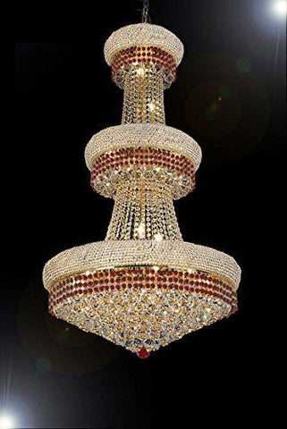 French Empire Crystal Chandelier Chandeliers Moroccan Style Lighting Trimmed With Ruby Red Crystal Good For Dining Room Foyer Entryway Family Room And More H50" X W30" - G93-B74/Cg/541/24